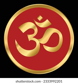 Gold Sacred OM sign on black background.
Om or Aum Indian sacred sound. indian Diwali spiritual sign Om.
