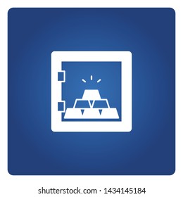 gold in the safe icon blue background