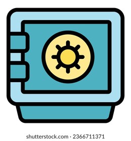 Gold safe icon outline vector. Golden mine. Rock diamond color flat