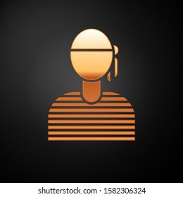 Gold Sailor captain icon isolated on black background.  Vector Illustration