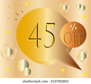 Gold sale 45% percent. Golden vector for stores and promotions.