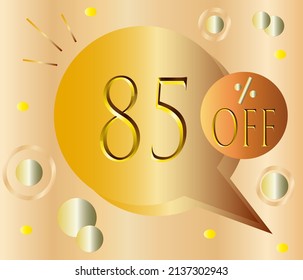 Gold sale 85% percent. Golden vector for stores and promotions.