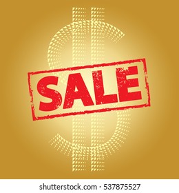 Gold Sale Banner template design with grunge texture. Vector Illustration.