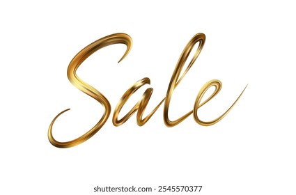 Gold Sale Lettering. Golden Sale Text. Calligraphic lettering for discounts, clearances. Seasonal advertising offer. Marketing promotion. Vector illustration EPS 10.