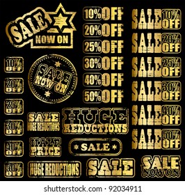 Gold sale now on, grungy rubber stamps