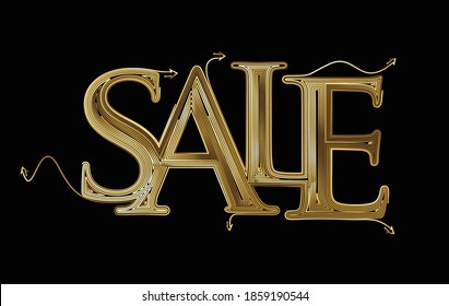 Gold Sale Text Made Modern Trendy Design Template . Vector design