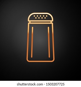 Gold Salt and pepper icon isolated on black background. Cooking spices.  Vector Illustration