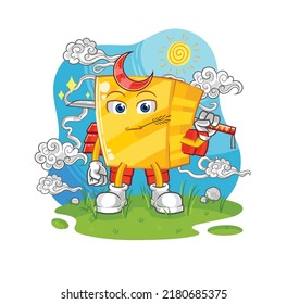 the gold samurai cartoon. cartoon mascot vector