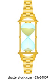 Gold sand watch with link bracelet (humorous picture)