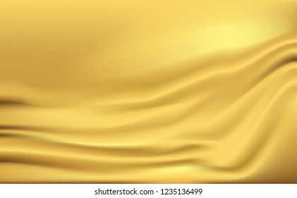 Gold Satin Silky Cloth Fabric Textile Drape with Crease 
Wavy Folds background.With soft waves and,waving in the wind
Texture of crumpled paper. object Vector,illustration