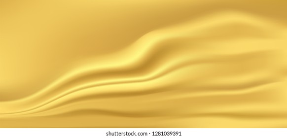 Gold Satin Silky Cloth Fabric Textile Drape with Crease 
Wavy Folds background.With soft waves and,waving in the wind
Texture of crumpled paper. object Vector,illustration