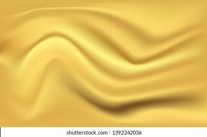 Gold Satin Silky Cloth Fabric Textile Drape with Crease 
Wavy Folds background.With soft waves and,waving in the wind
Texture of crumpled paper. object Vector,illustration