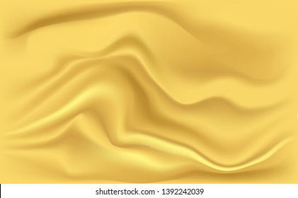 Gold Satin Silky Cloth Fabric Textile Drape with Crease 
Wavy Folds background.With soft waves and,waving in the wind
Texture of crumpled paper. object Vector,illustration