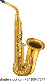 Gold Saxophone , Saxophone Vector , Saxophone Illustration