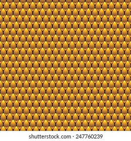 Gold Scales Seamless Pattern Background. Vector Illustration