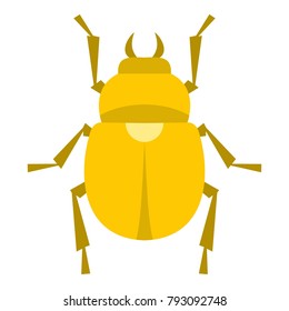 Gold scarab beetle icon flat isolated on white background vector illustration