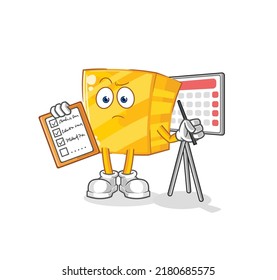 the gold schedule list vector. cartoon character
