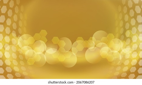 Gold scientific concept background with copy space, illustration vector.