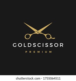 gold scissor logo vector icon illustration