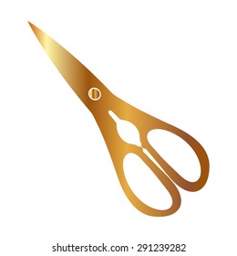 Gold Scissors icon isolated