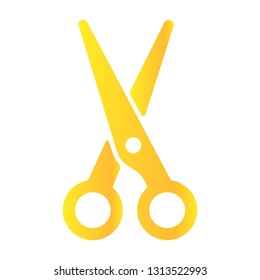 Gold scissors, isolated on white background. Scissors icon vector illustration. Cut concept with open scissors. Utensil or hairdresser logo symbol Vector illustration, style. Sharp Golden Scissor