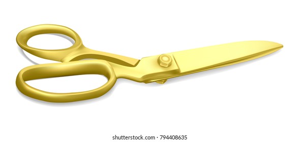 Gold scissors isolated in white background. Vector illustration EPS 10