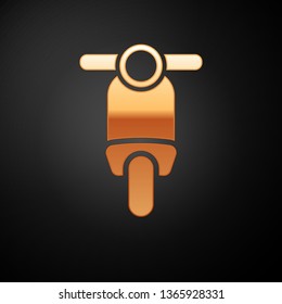Gold Scooter icon isolated on black background. Vector Illustration