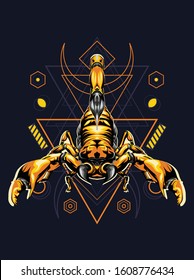 Gold scorpion king with sacred geometry