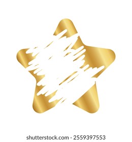 Gold scratch card surfaces in star shape with scraped textures. Golden lottery, sale coupon, jackpot scratchcard template. Vector illustration.