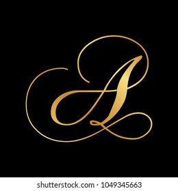 gold script letter A