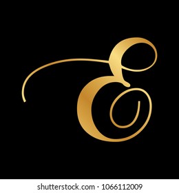 Gold Script Letter E