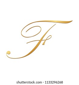 Gold Script Letter F Stock Vector (Royalty Free) 1133296268 | Shutterstock