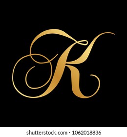 gold script letter K