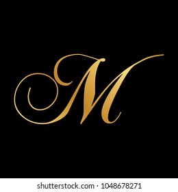 gold script letter m