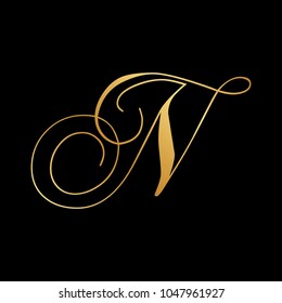 gold script letter N