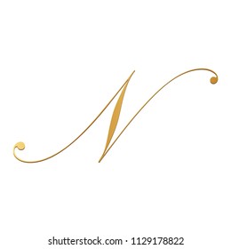 gold script letter n