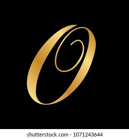 gold, script letter O