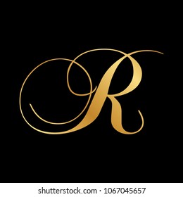 Gold Script Letter R