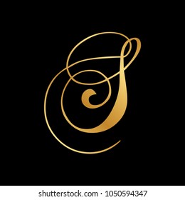 gold script letter S
