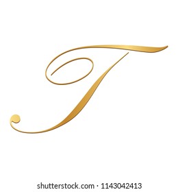 gold script letter T