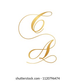 gold script letters C and A, monogram