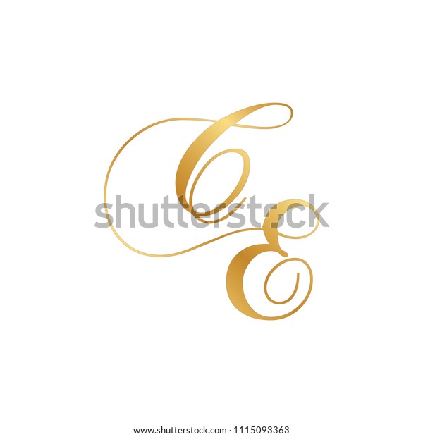 Download Gold Script Letters C E Monogram Stock Vector Royalty Free 1115093363