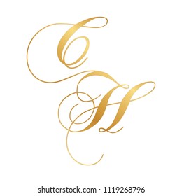 gold script letters C and H, monogram