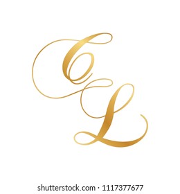gold script letters C and L, monogram