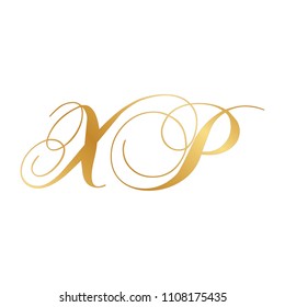 Gold Script Letters X And P, Luxury Monogram