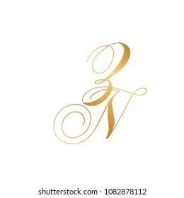 Gold Script Letters Z N Monogram Stock Vector (Royalty Free) 1082878112