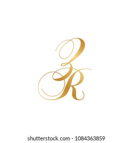 gold script letters z and r, monogram