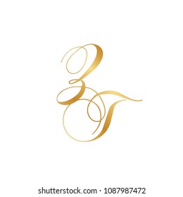 gold script letters Z and T, monogram 