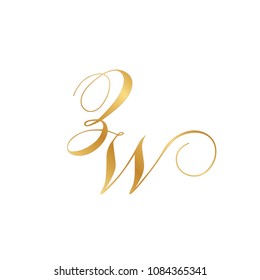 gold script letters z and w, monogram