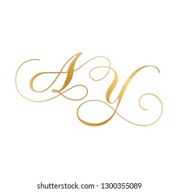gold script monogram, letter a and letter y